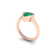 Emerald Solitaire Ring in Trillion Cut 18k rose gold, Zodiac Birthstone Ring, designed for women, perfect astrology jewelry from Celestial Vibe collection at AUWL Assembly