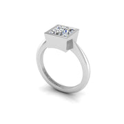 diamond Solitaire Ring in Princess Cut 18k white gold, Zodiac Birthstone Ring, designed for women  collection at AUWL Assembly