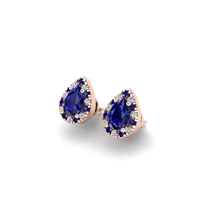 Blue Sapphire Stud Earrings in Pear Cut 18k rose gold, Zodiac Birthstone Ring, designed for women, perfect astrology jewelry from Celestial Vibe collection at AUWL assembly