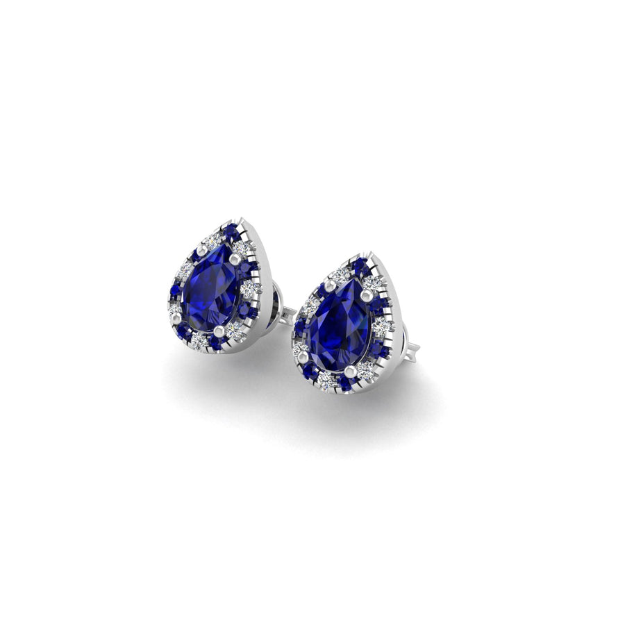 Blue Sapphire Stud Earrings in Pear Cut 18k white gold, Zodiac Birthstone Ring, designed for women, perfect astrology jewelry from Celestial Vibe collection at AUWL assembly