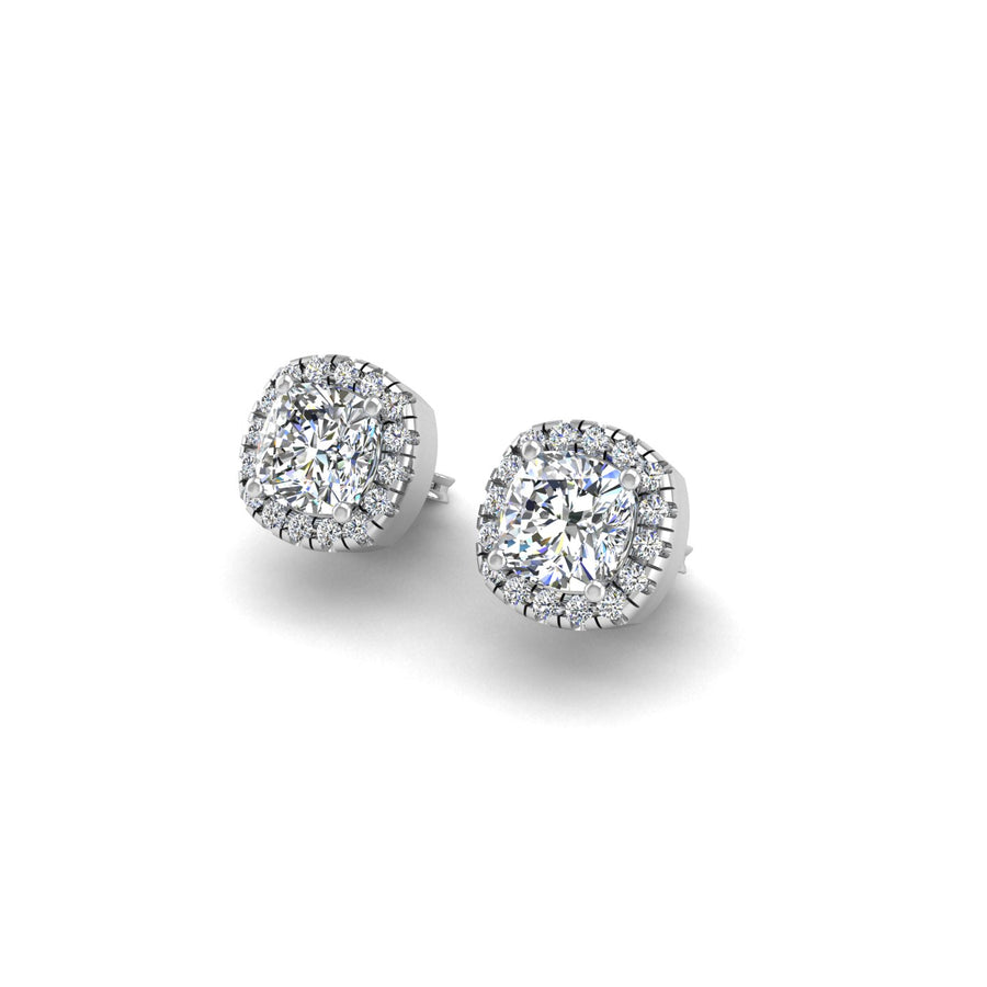 Diamond Stud Earrings in Cushion Cut 18k white gold, Zodiac Birthstone Ring, designed for women, perfect astrology jewelry from Celestial Vibe collection at AUWL assembly