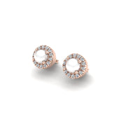 Pearl-Diamond Stud Earrings in Round Cut 18k rose gold, Zodiac Birthstone Ring, designed for women, perfect astrology jewelry from Celestial Vibe collection at AUWL assembly