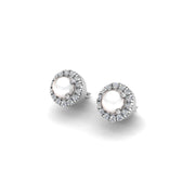 Pearl-Diamond Stud Earrings in Round Cut 18k white gold, Zodiac Birthstone Ring, designed for women, perfect astrology jewelry from Celestial Vibe collection at AUWL assembly
