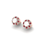 Pearl-Ruby Stud Earrings in Round Cut 18k rose gold, Zodiac Birthstone Ring, designed for women, perfect astrology jewelry from Celestial Vibe collection at AUWL assembly