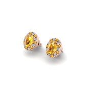 Yellow Sapphire Stud Earrings in Oval Cut 18k rose gold, Zodiac Birthstone Ring, designed for women, perfect astrology jewelry from Celestial Vibe collection at AUWL assembly