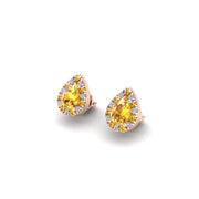 Yellow Sapphire Stud Earrings in Pear Cut 18k rose gold, Zodiac Birthstone Ring, designed for women, perfect astrology jewelry from Celestial Vibe collection at AUWL assembly