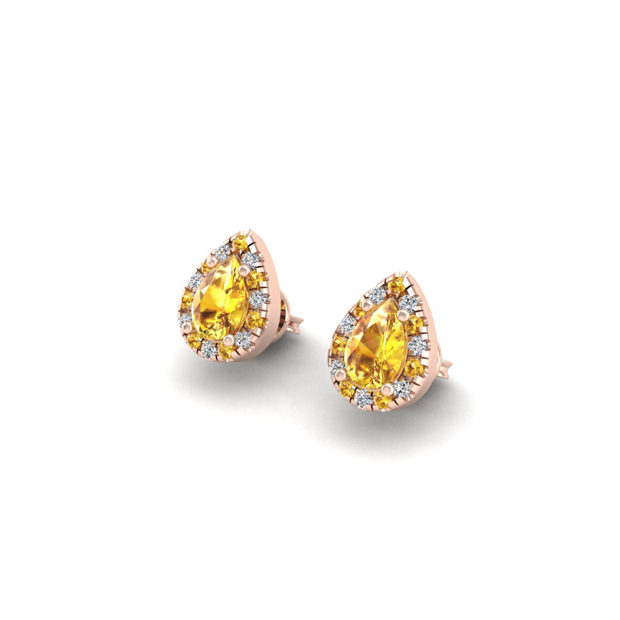 Yellow Sapphire Stud Earrings in Pear Cut 18k rose gold, Zodiac Birthstone Ring, designed for women, perfect astrology jewelry from Celestial Vibe collection at AUWL assembly