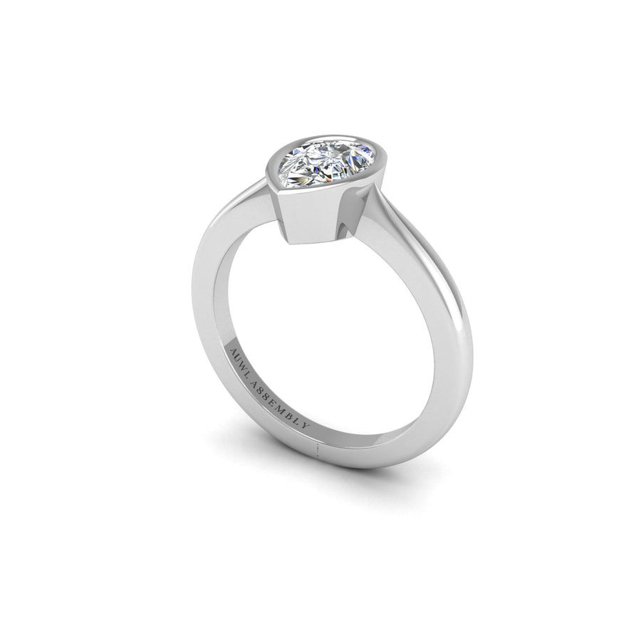 Pear Shape Diamond Engagement Ring in White Gold- AUWL Assembly