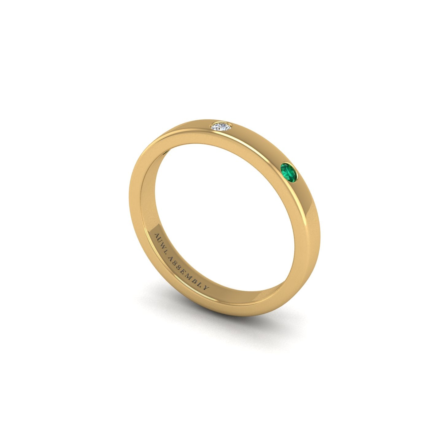 Three Stone Band in Yellow Gold | AUWL Assembly