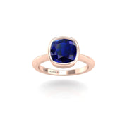 Celestial Solitaire Ring - Blue Sapphire Cushion