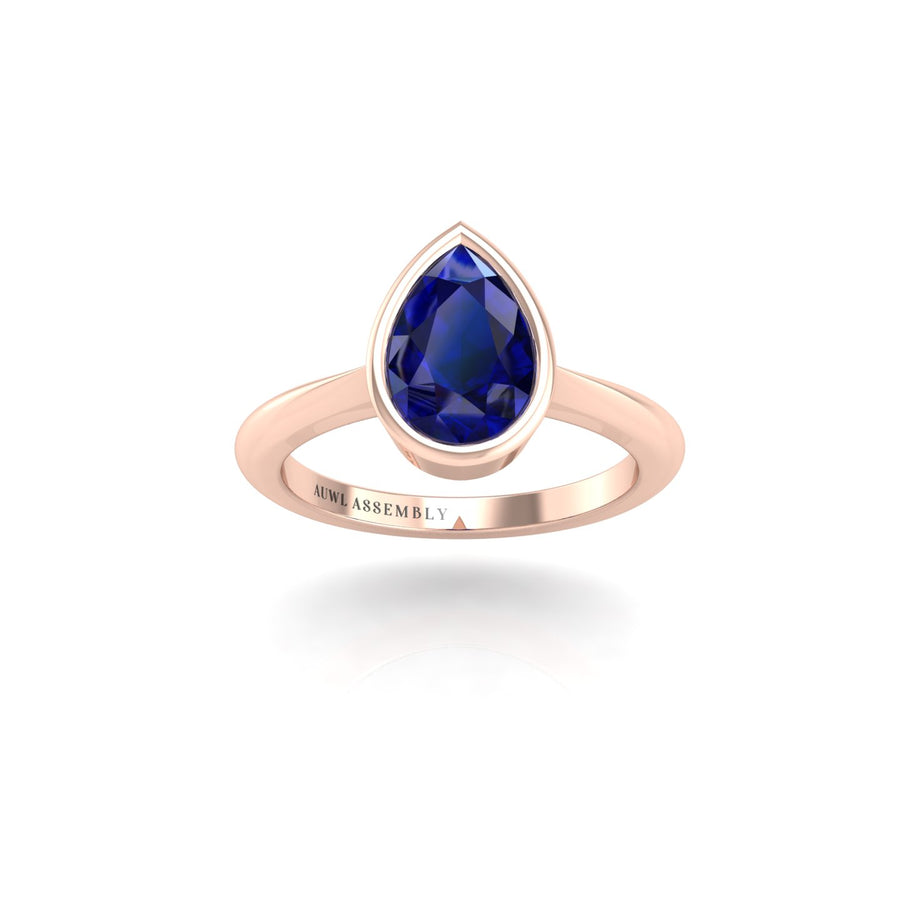 Celestial Solitaire Ring - Blue Sapphire Pear