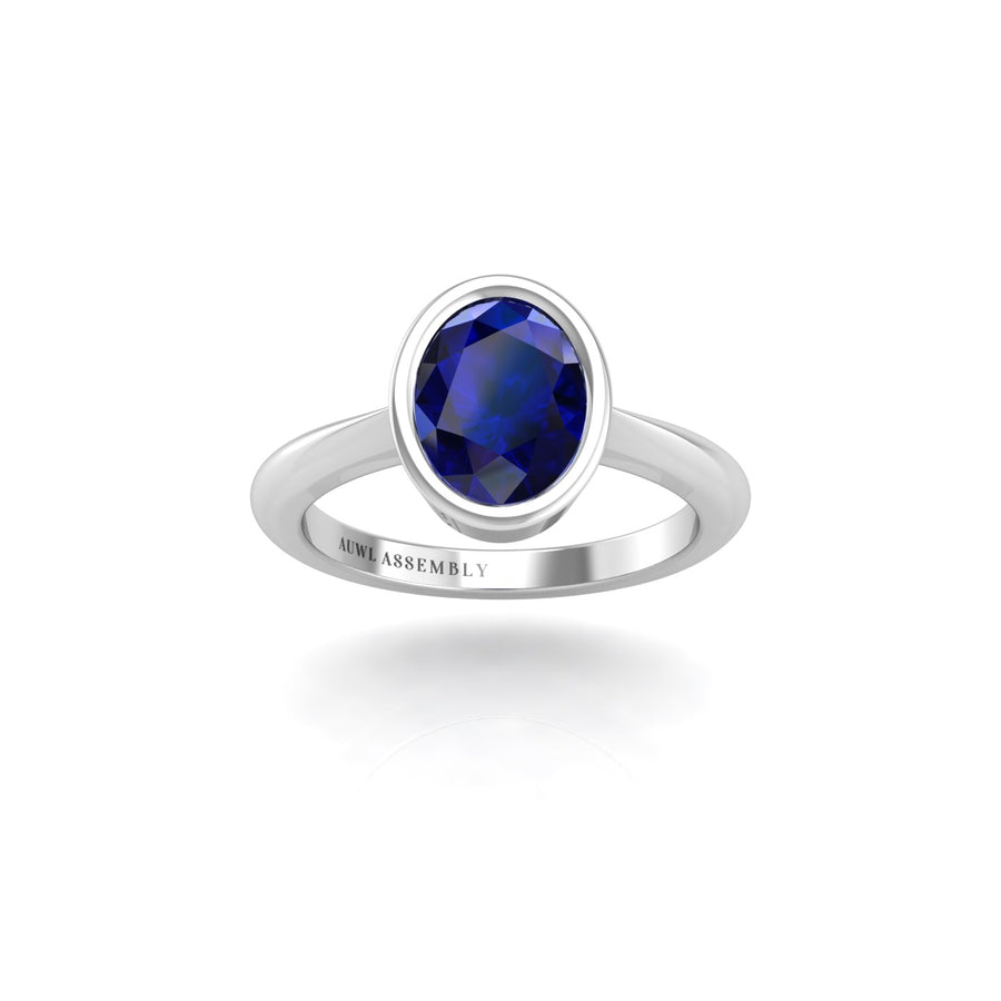 Celestial Solitaire Ring - Blue Sapphire Oval