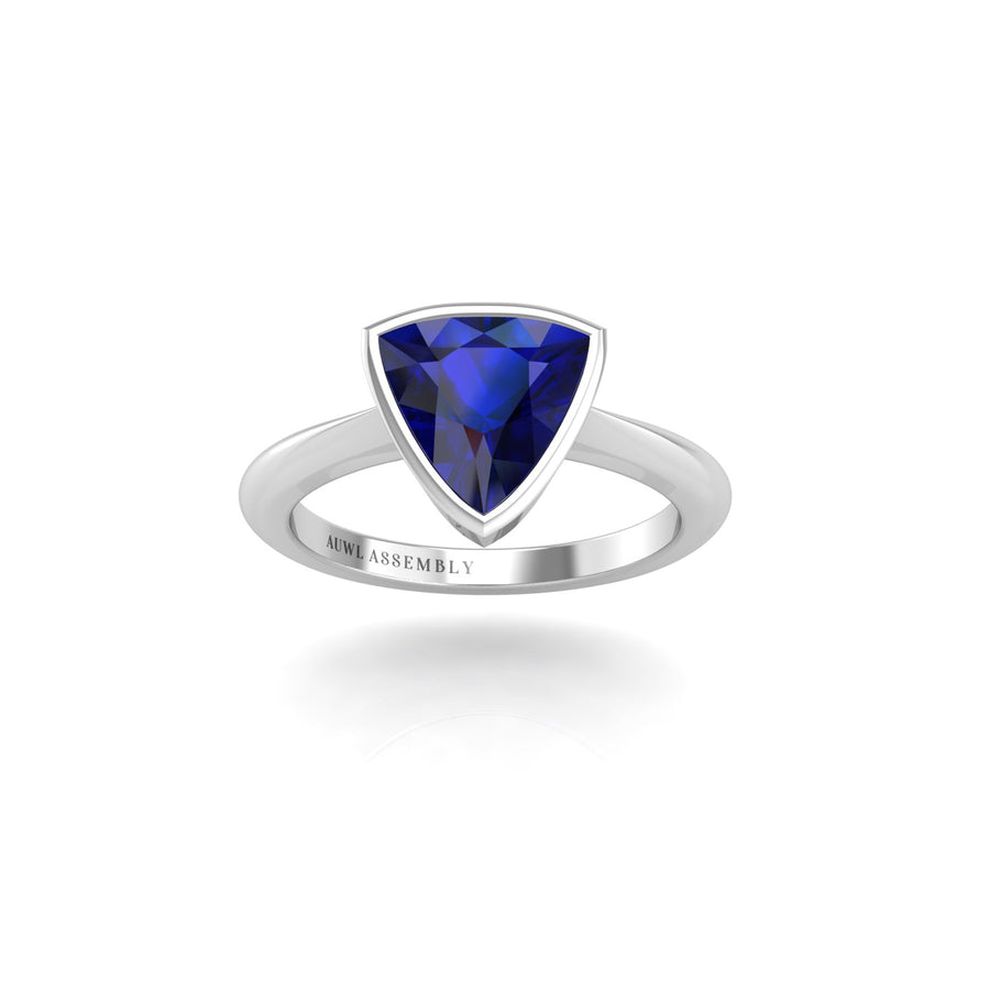 Celestial Solitaire Ring - Blue Sapphire Trillion