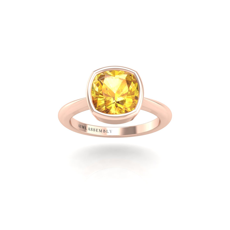 Celestial Solitaire Ring - Yellow Sapphire Cushion