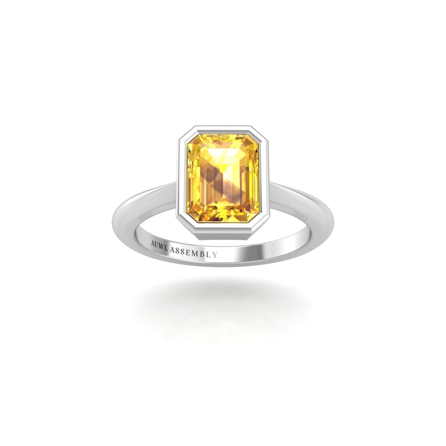 Celestial Solitaire Ring - Yellow Sapphire Emerald