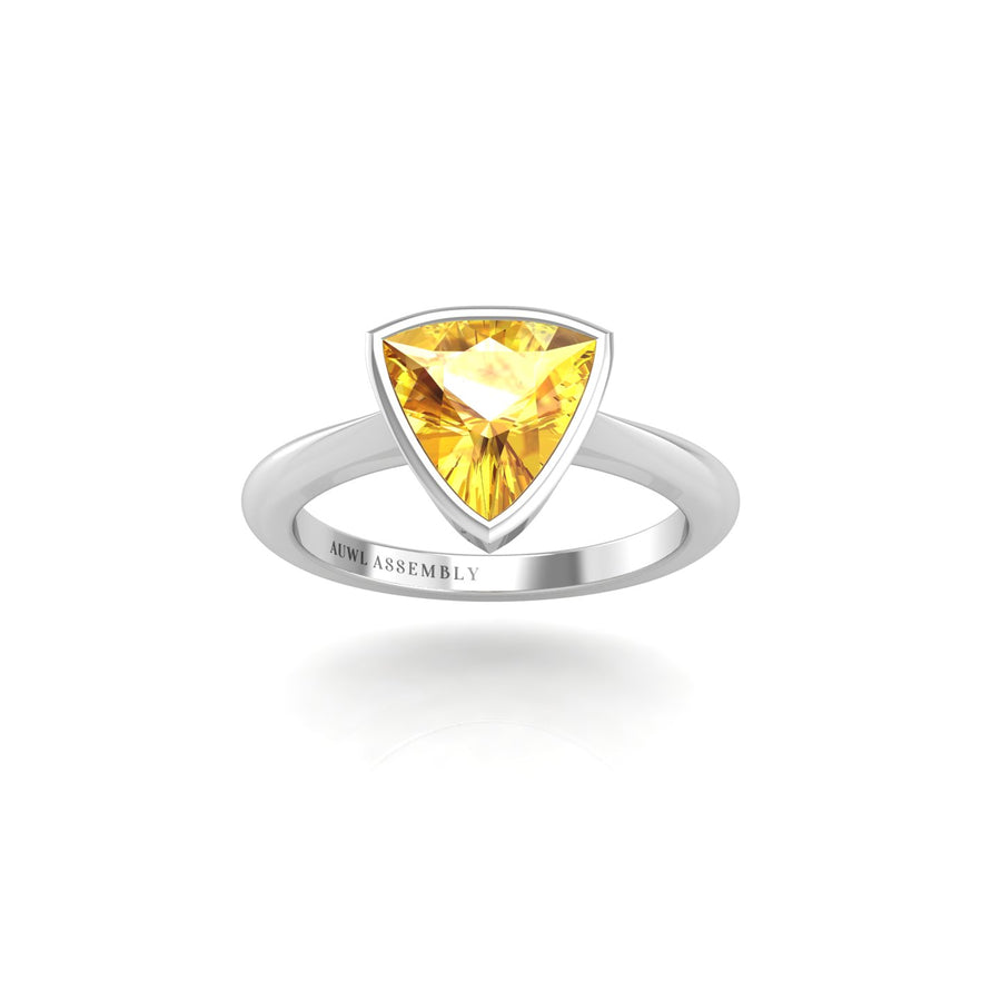 Celestial Solitaire Ring - Yellow Sapphire Trillion