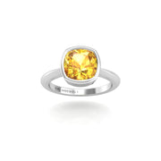 Celestial Solitaire Ring - Yellow Sapphire Cushion
