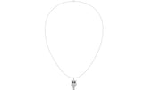 A delicate white gold necklace featuring an owl pendant, shown against a plain white background.