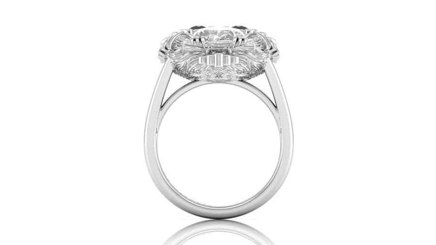 White Gold ring with a diamond gemstone on a white background