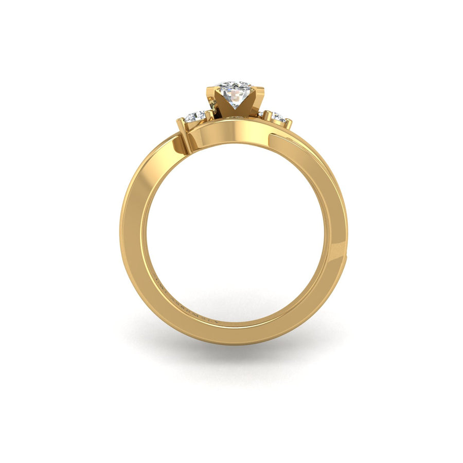 Triskele Three-Stone Bridal Ring - Diamond Round