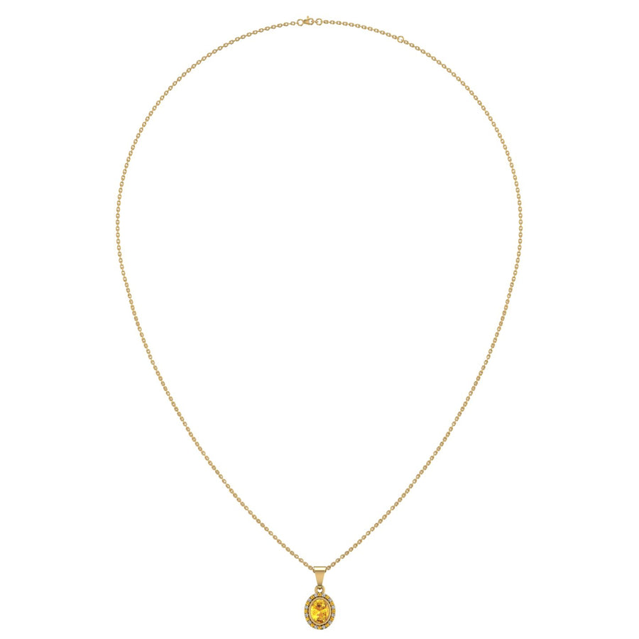 Divine Halo Pendant - Yellow Sapphire Oval