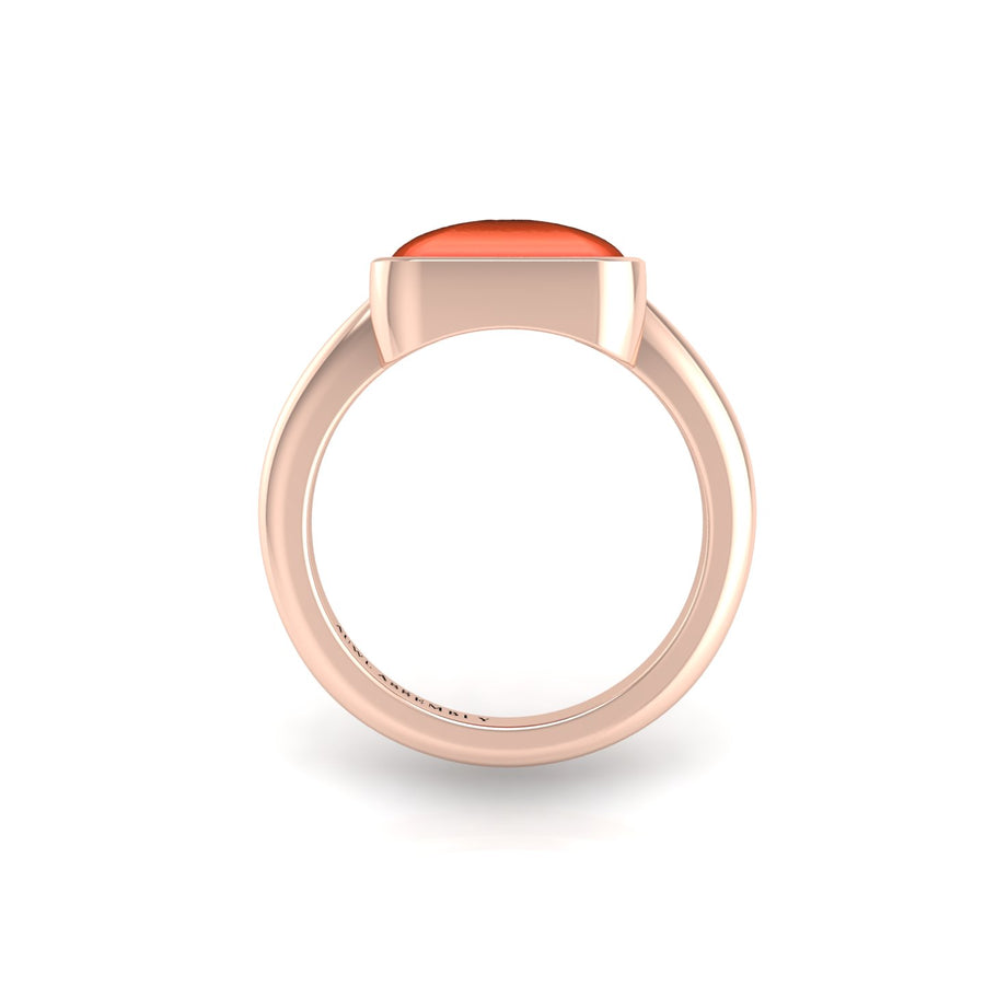 Celestial Solitaire Ring - Red Coral Trillion