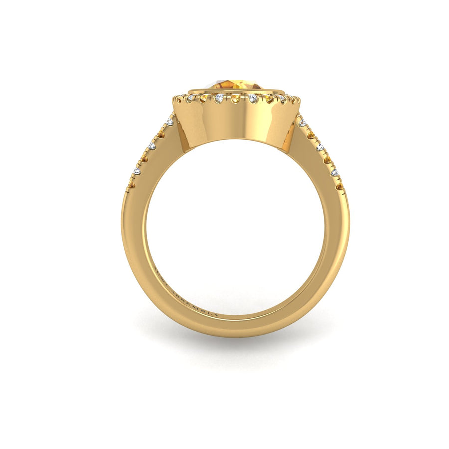 Starry Halo Ring - Yellow Sapphire Round
