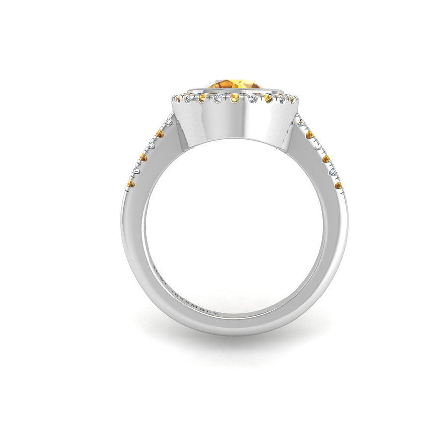 Starry Halo Ring - Yellow Sapphire Round