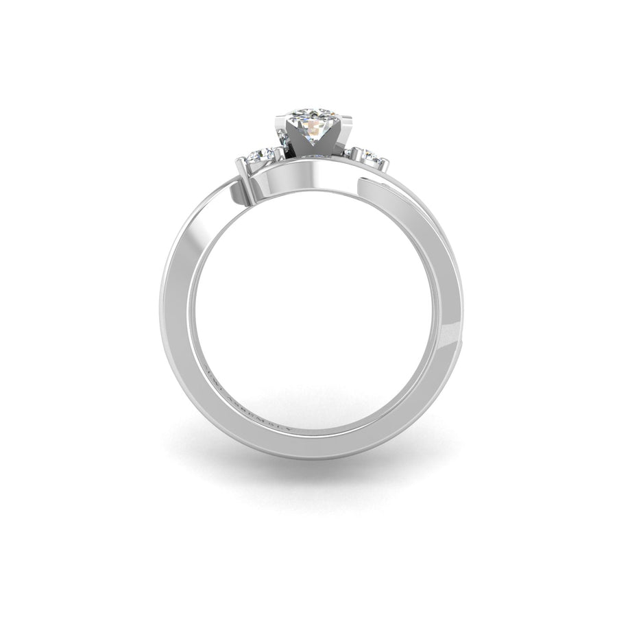 Triskele Three-Stone Bridal Ring - Diamond Round