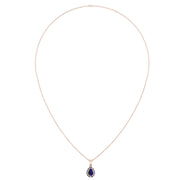 Divine Halo Pendant - Blue Sapphire Pear