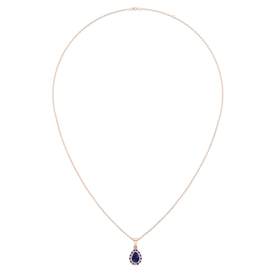 Divine Halo Pendant - Blue Sapphire Pear