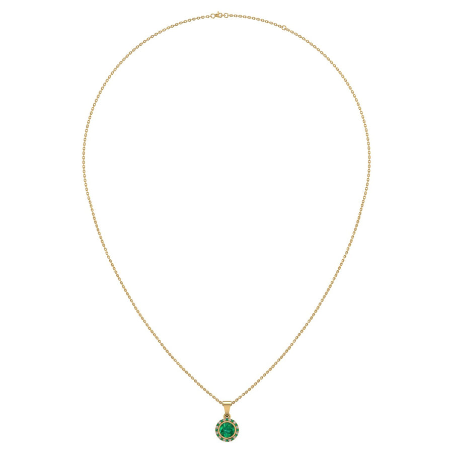 Divine Halo Pendant - Emerald Round