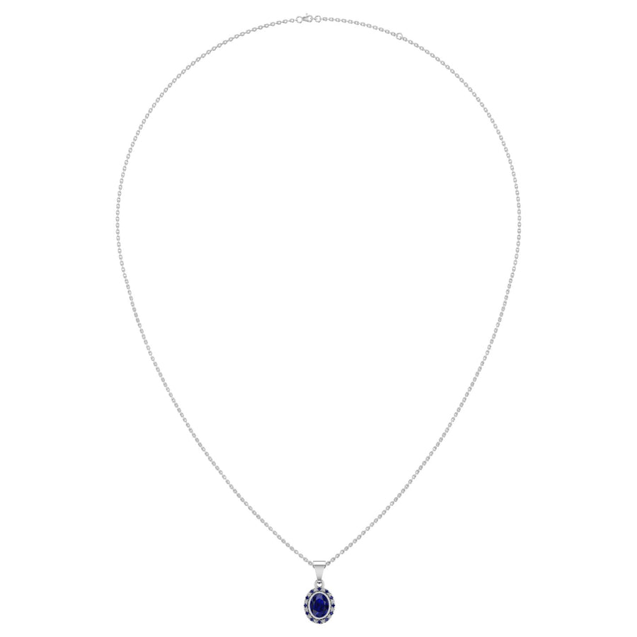 Divine Halo Pendant - Blue Sapphire Oval