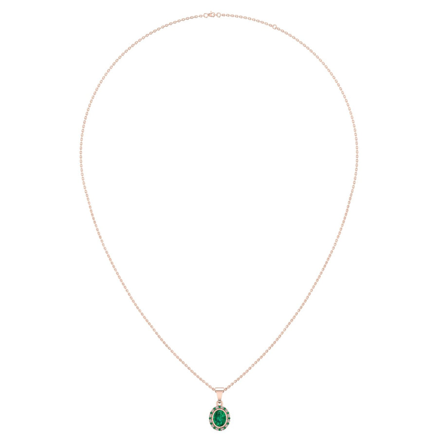 Divine Halo Pendant - Emerald Oval