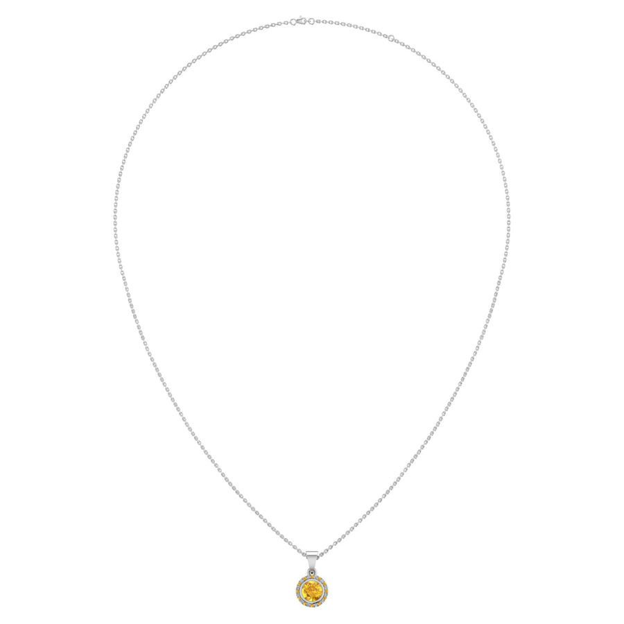 Divine Halo Pendant - Yellow Sapphire Round
