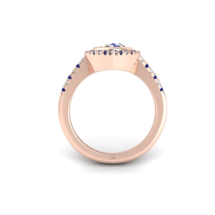 Starry Halo Ring - Blue Sapphire Pear