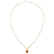 Divine Halo Pendant - Red Coral Oval