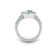 Starry Halo Ring - Emerald Trillion