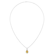Divine Halo Pendant - Yellow Sapphire Pear