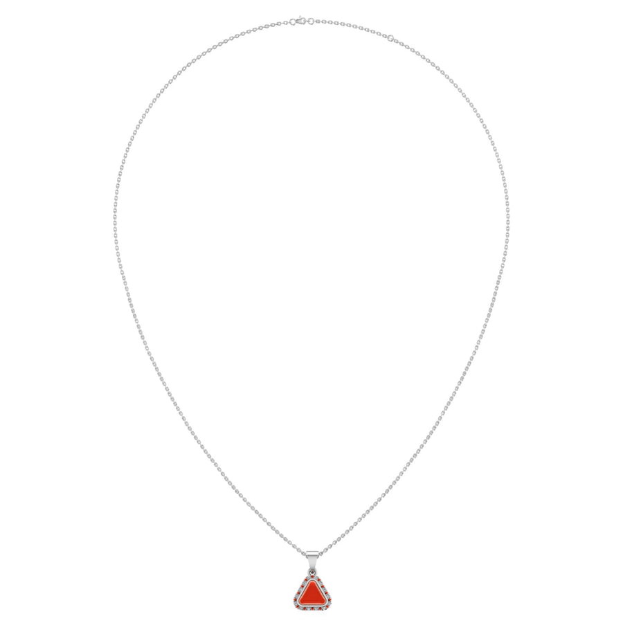 Divine Halo Pendant - Red Coral Trillion
