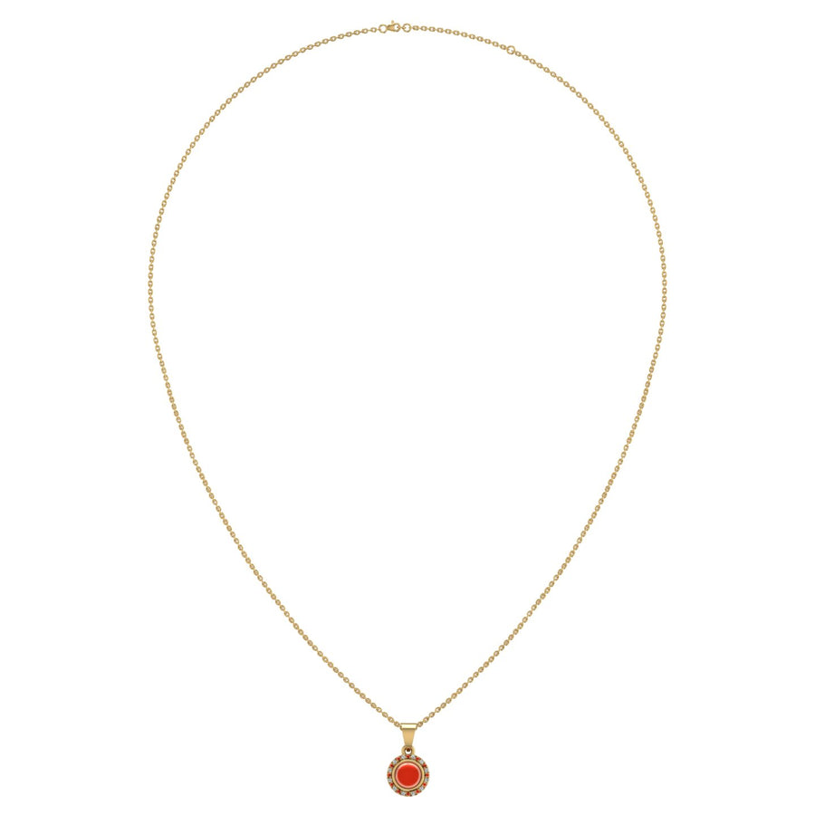Divine Halo Pendant - Red Coral Round