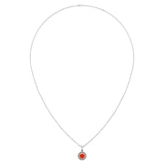 Divine Halo Pendant - Red Coral Round
