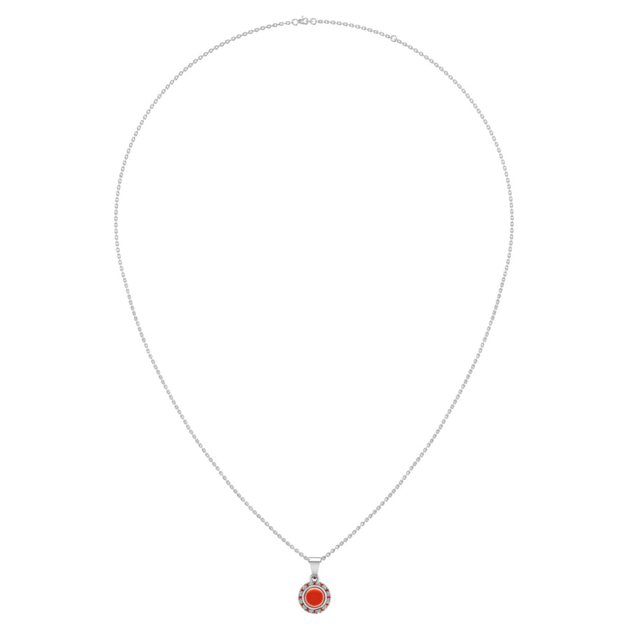 Divine Halo Pendant - Red Coral Round