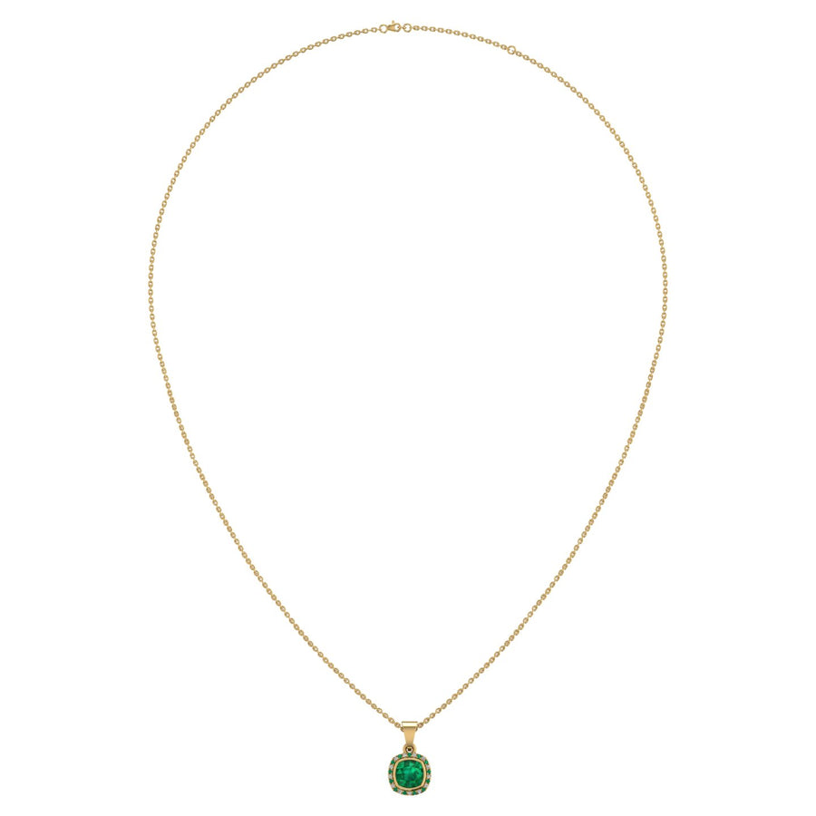 Divine Halo Pendant - Emerald Cushion