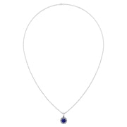 Divine Halo Pendant - Blue Sapphire Round