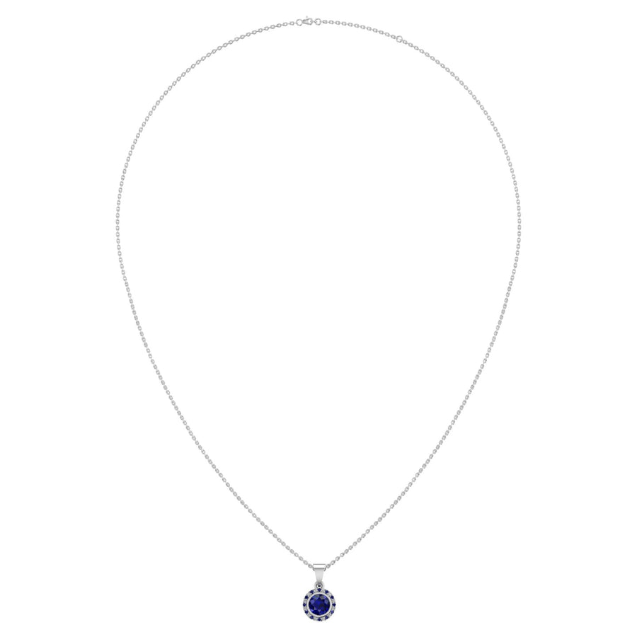 Divine Halo Pendant - Blue Sapphire Round