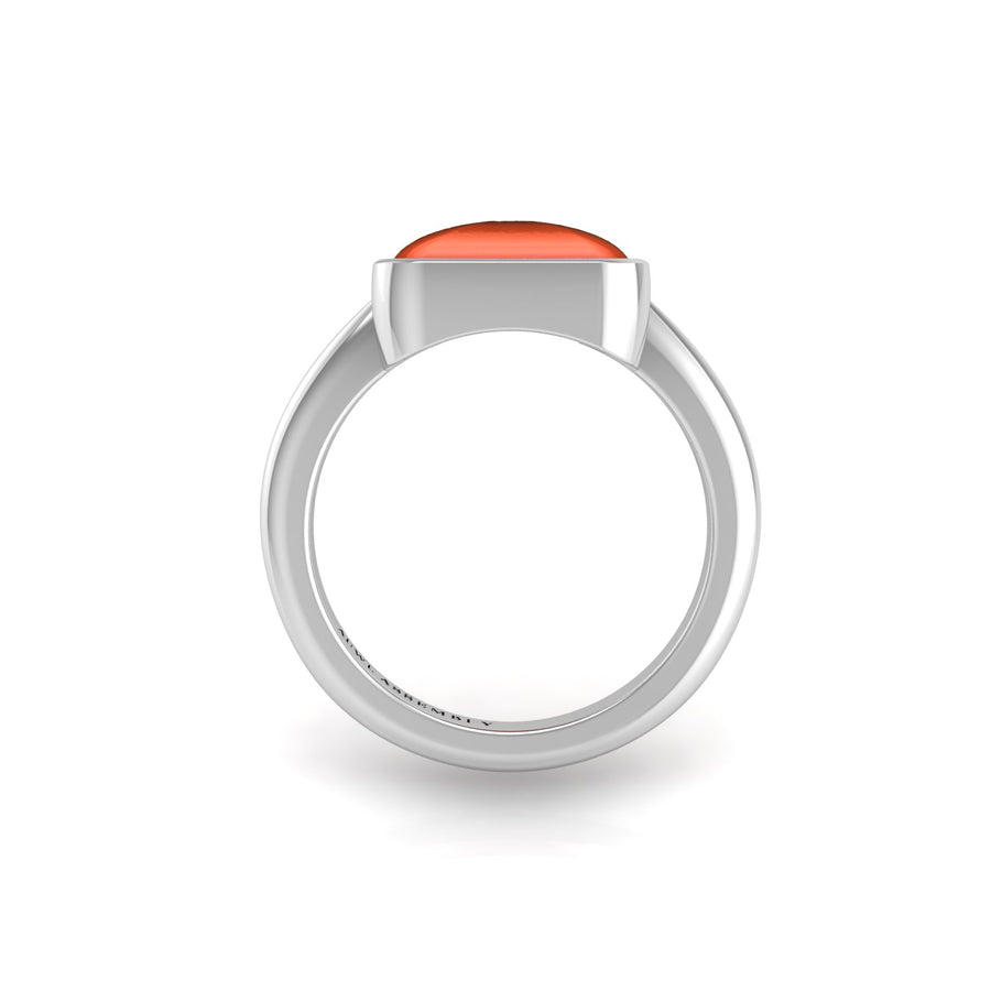 Celestial Solitaire Ring - Red Coral Trillion