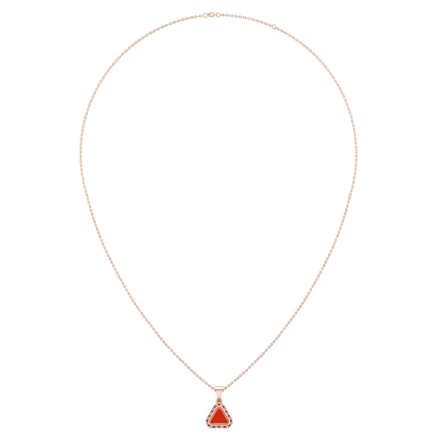 Divine Halo Pendant - Red Coral Trillion