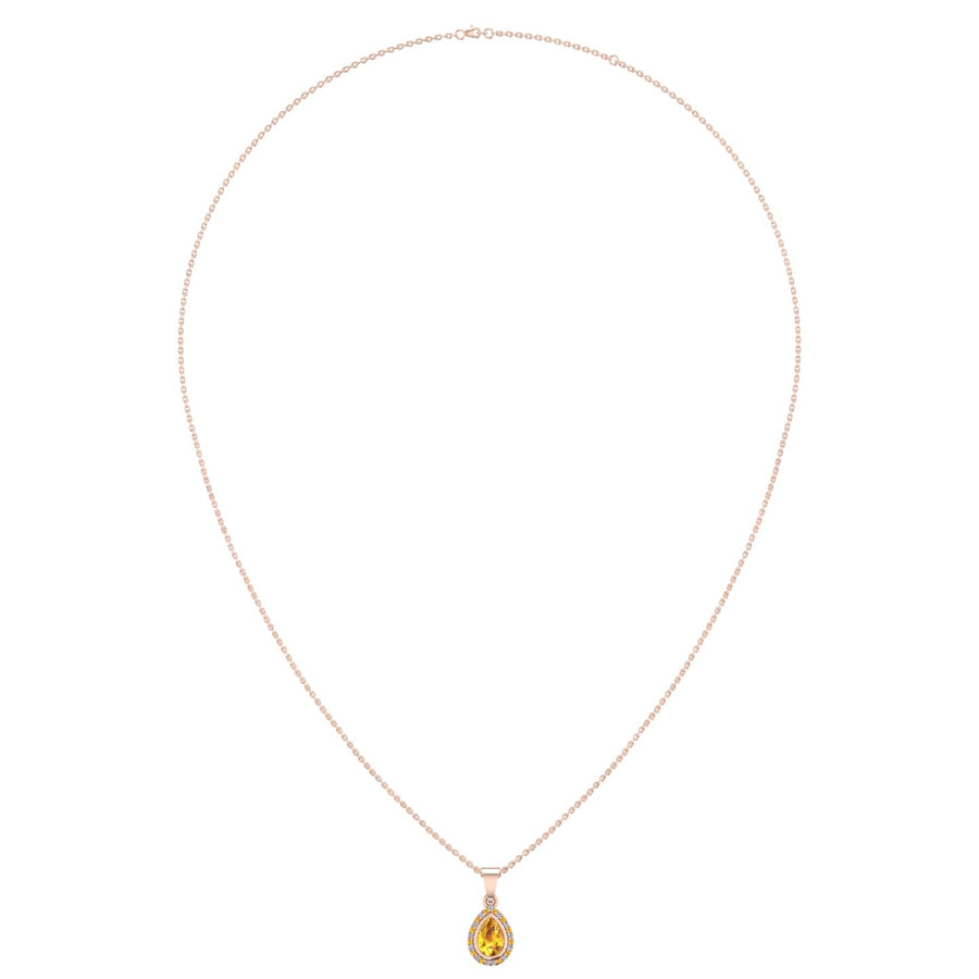 Divine Halo Pendant - Yellow Sapphire Pear