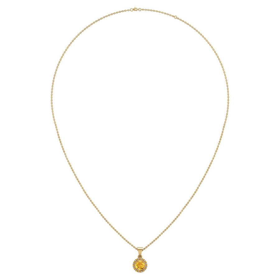 Divine Halo Pendant - Yellow Sapphire Round